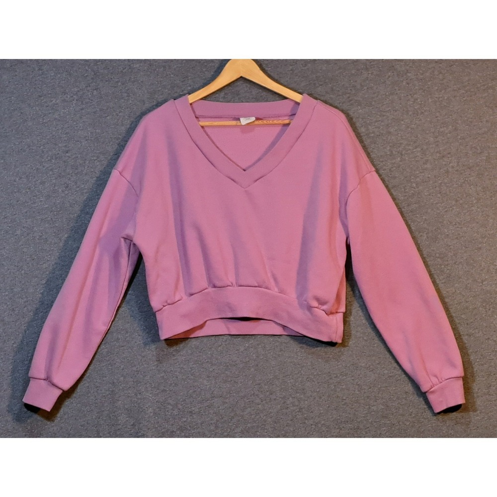 No Boundaries Womens Pullover Sweatshirt V Neck Long Sleeve‎ Pink Size M 8 10